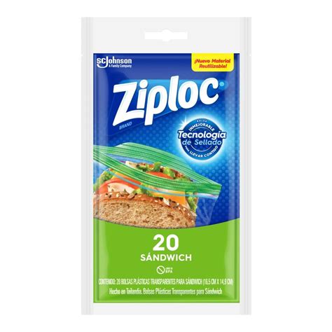 Bolsa plastica reutilizable Ziploc Sandwich 20 piezas Econopack.